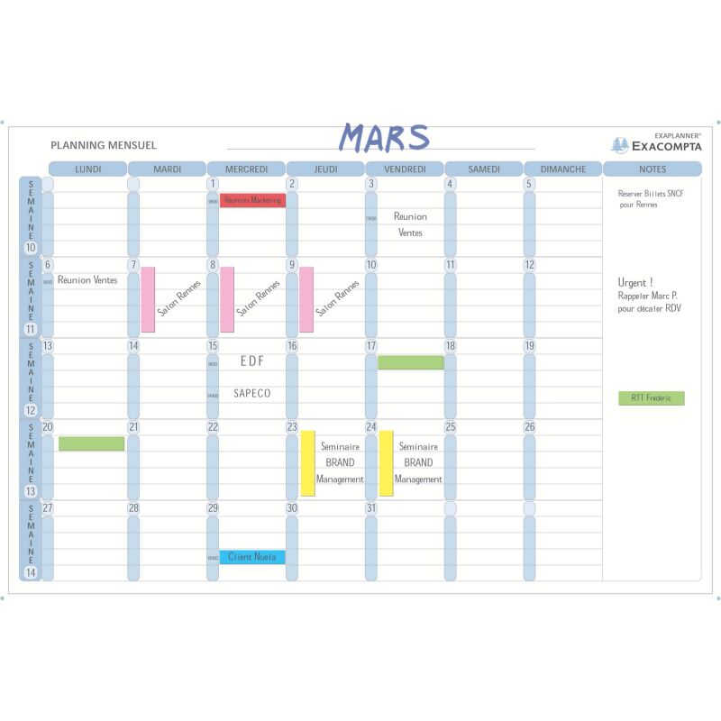 Planning magnétique mensuel 8 colonnes Exacompta