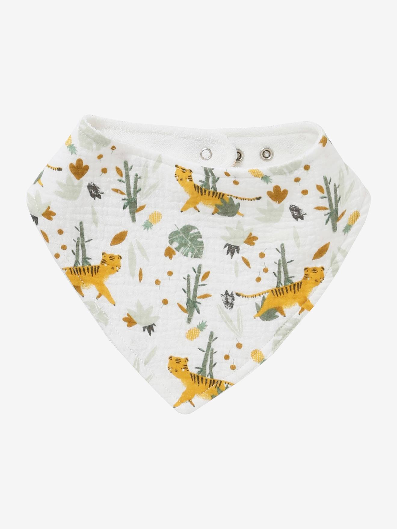 3 babadores bandana lisos em chiffon de algodão verde claro com estampas