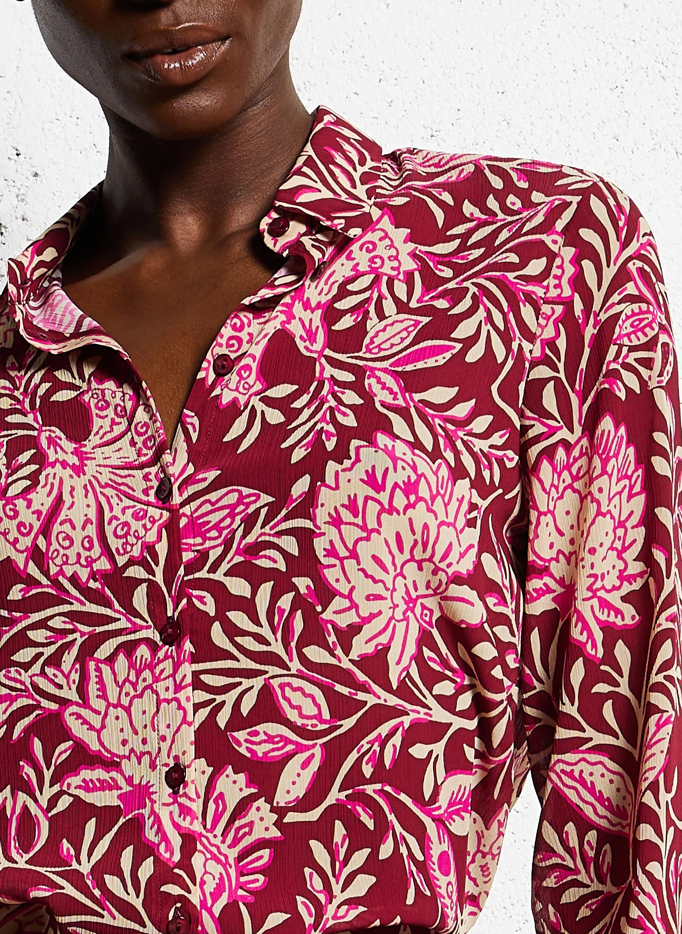 COLBY - Chemise droite transparente| Rouge