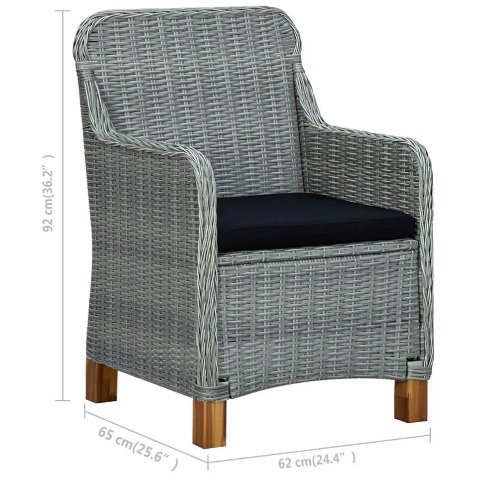 vidaXL - Tuinstoel - Grijs - Poly rattan - 2 stuks