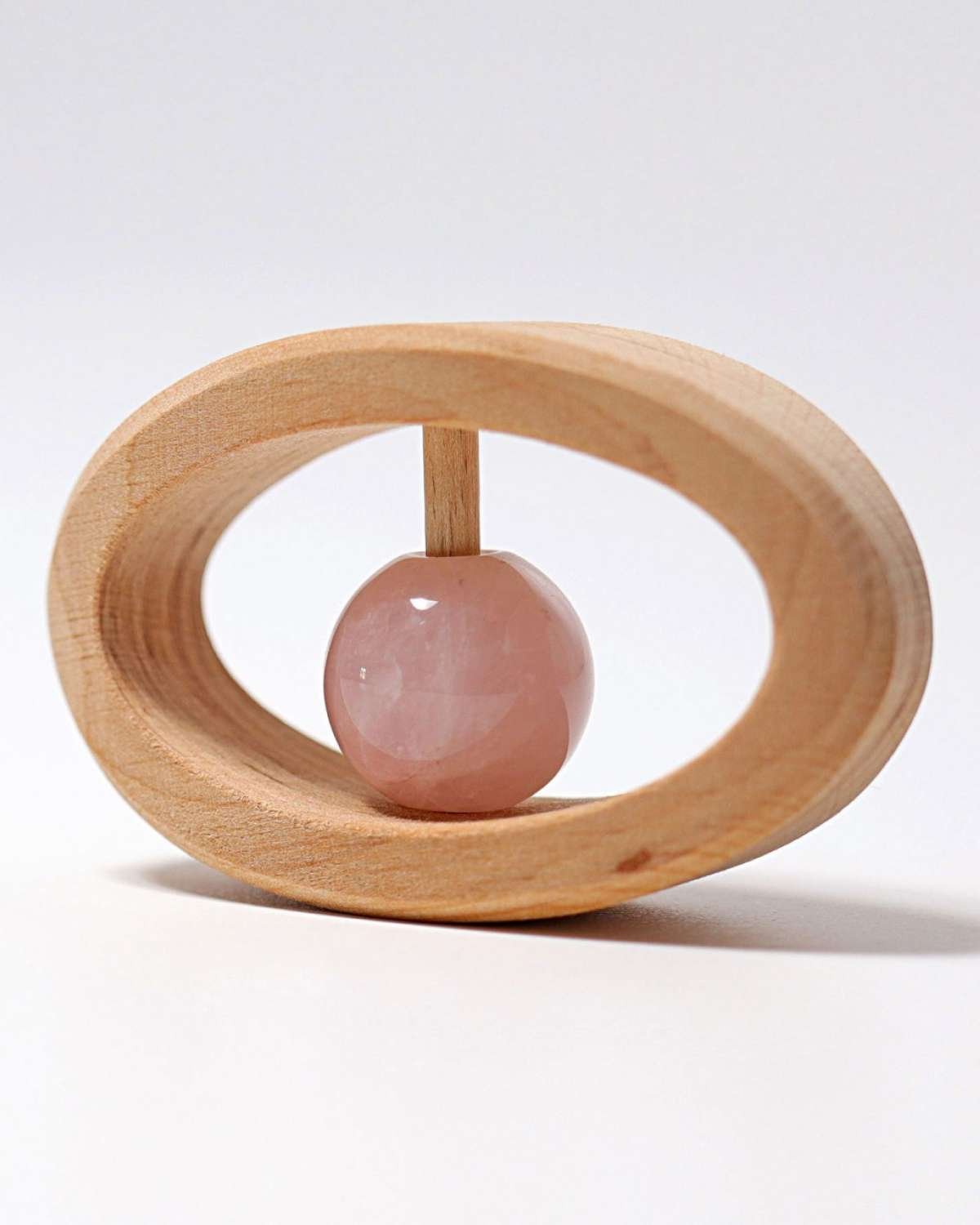 Rangle og Gripeleke – Treleke m/ Edelsten | Rattle Rose Quartz