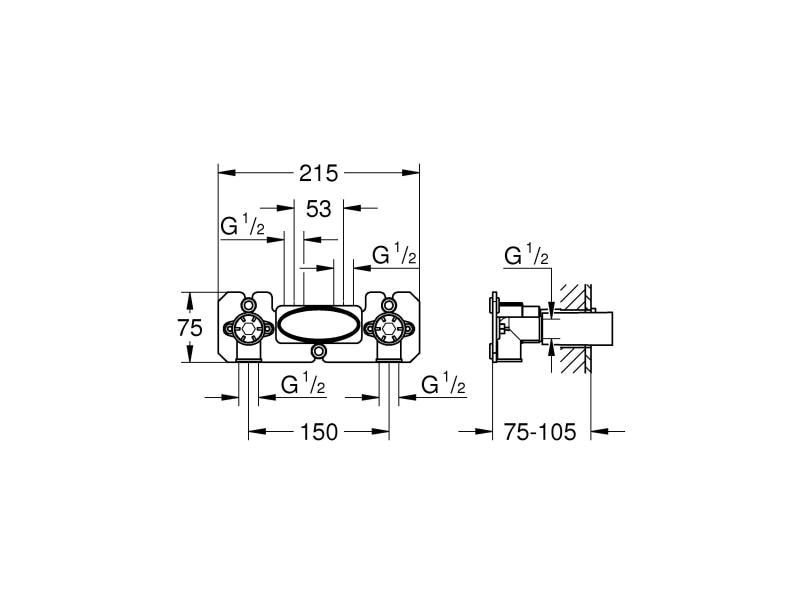 GROHE Thermostat Unterputz-Einbaukörper Geeignet für Thermostat Auf-/Unterputz Kombination