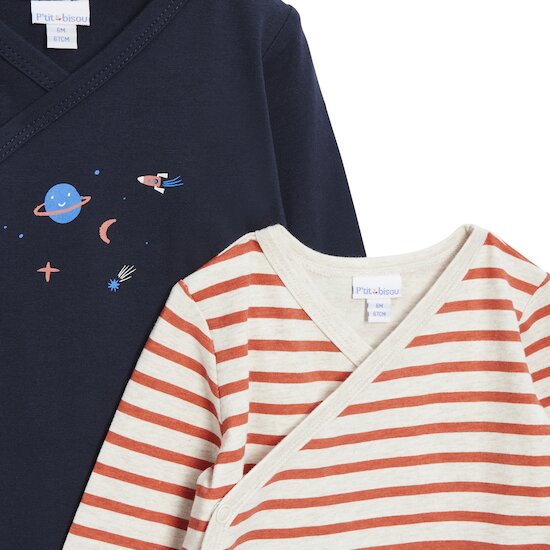 Mr Constellation Lot de 2 bodies manches longues   Blue Castle        1 mois   de               P'tit bisou