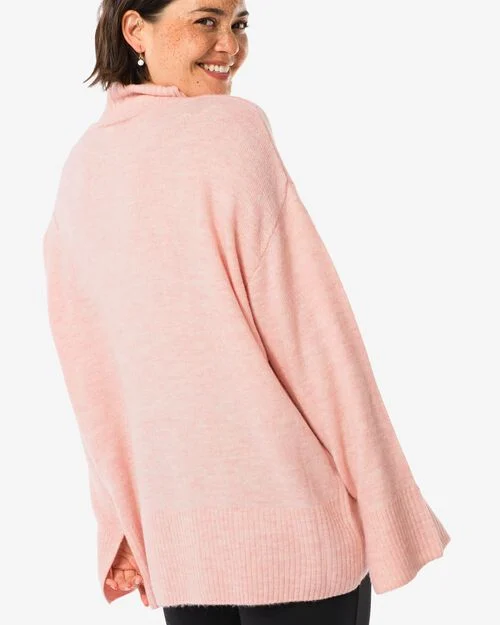 Col roulé Frankie en maille pour femmes rose pâle