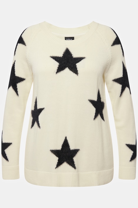 Pullover, flauschige Sterne, Rundhals, Langarm