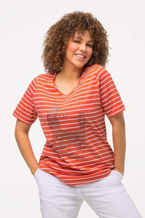 T-Shirt, Ringel, Tiermotiv, Classic, V-Ausschnitt, Halbarm