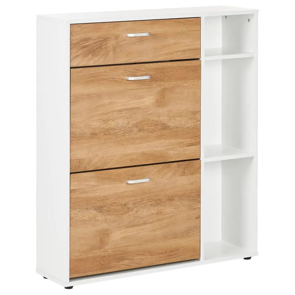 MACKAY - Schoenenkast - Lichthout/Wit - Vezelplaat