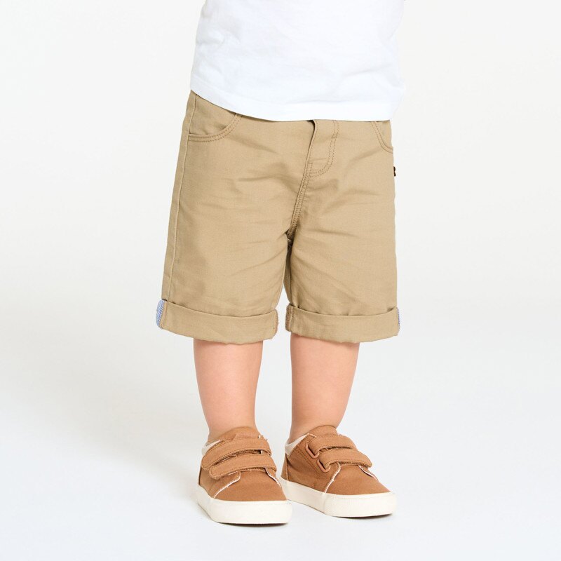 Bermuda droit coton fantaisie beige clair bébé garçon Beige