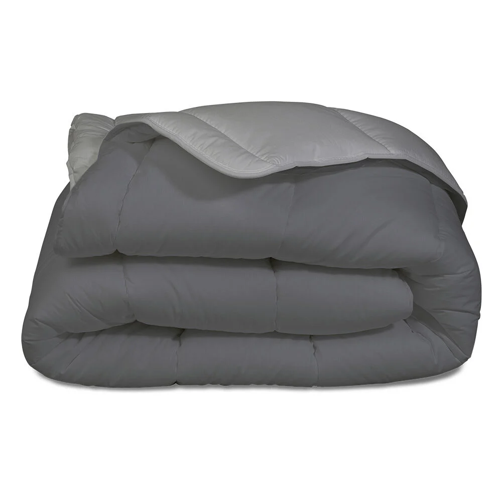 Couette légère 2 personnes bicolore gris 220x240cm