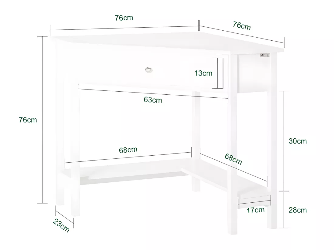 Table Bureau d'Angle Bureau informatique Secrétaire avec Tiroir Meuble Bas d'Entrée, FWT31-W