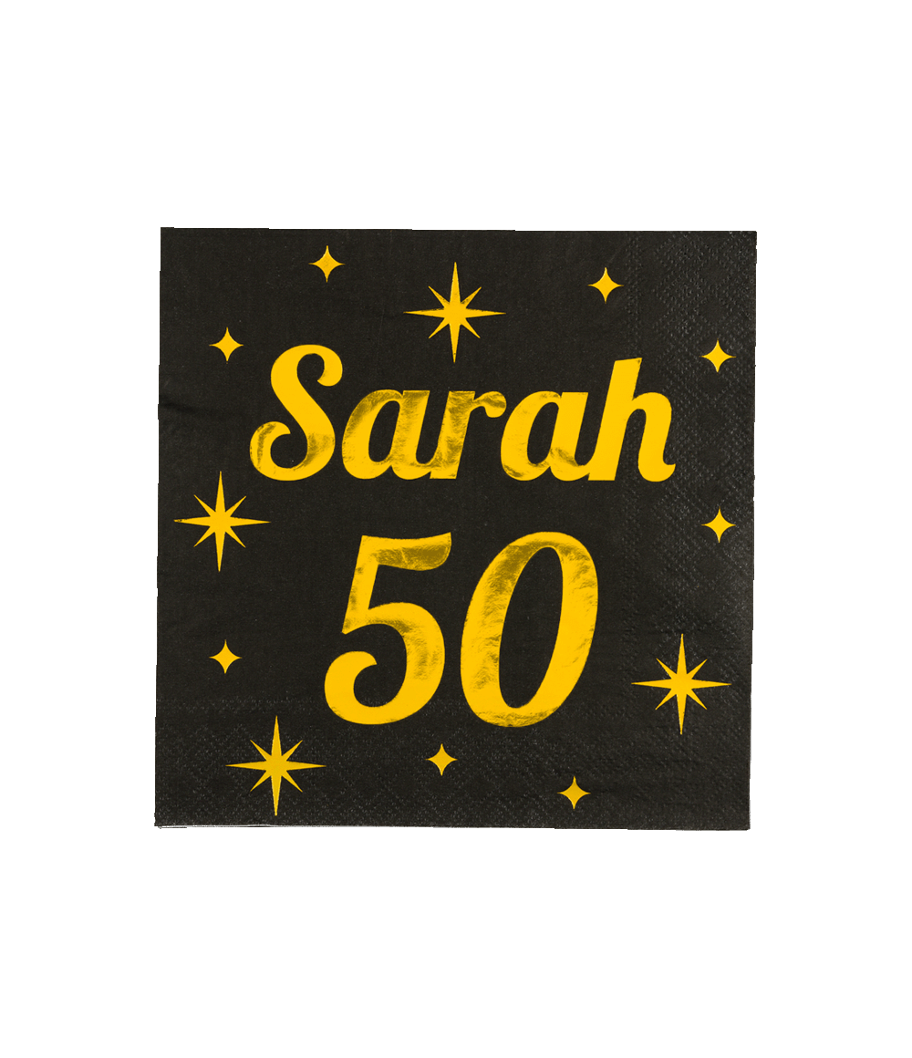 Sarah Servetten Zwart Goud 50 Jaar 19cm 16st