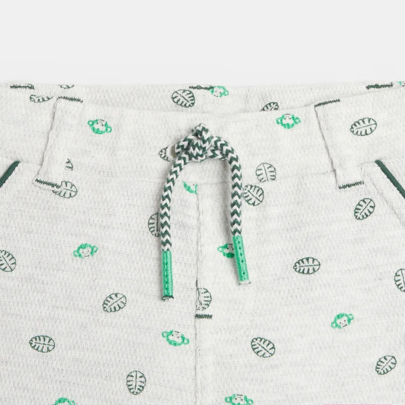 Short maille souple impression feuilles et singes vert bébé garçon Vert