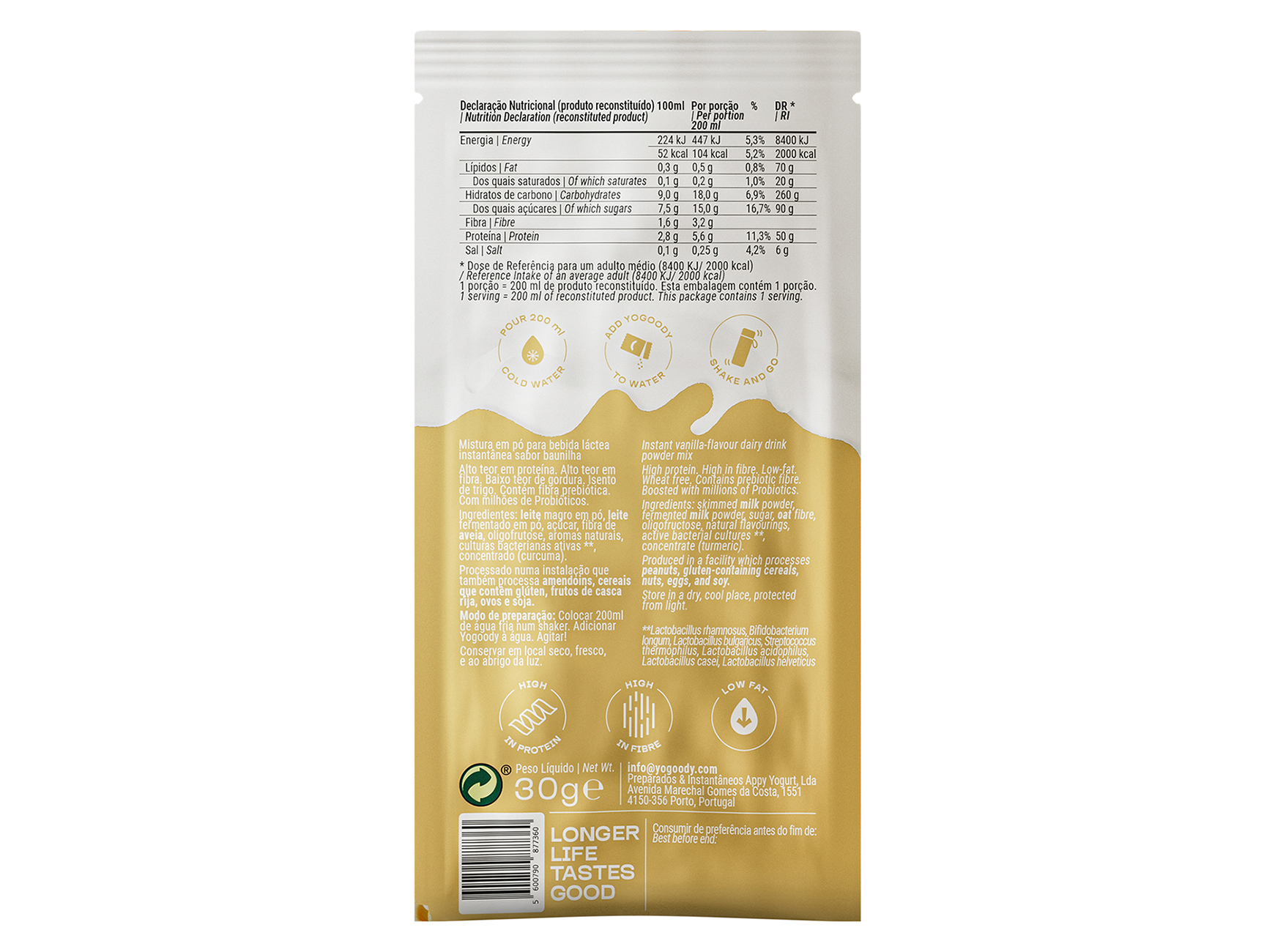 PREPARADO PARA BATIDO YOGOODY BAUNILHA 30G