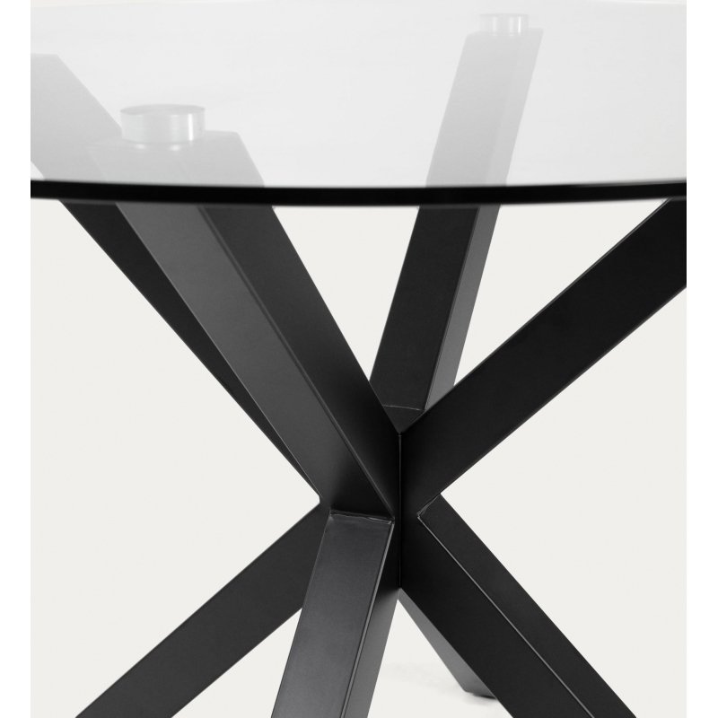 Table basse Full Argo en verre et pieds en acier noir Ø 82 cm