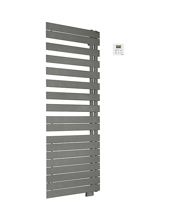 Sèche-serviettes électrique à inertie fluide Acova Alpaga asymétrique grey aluminium 1000W