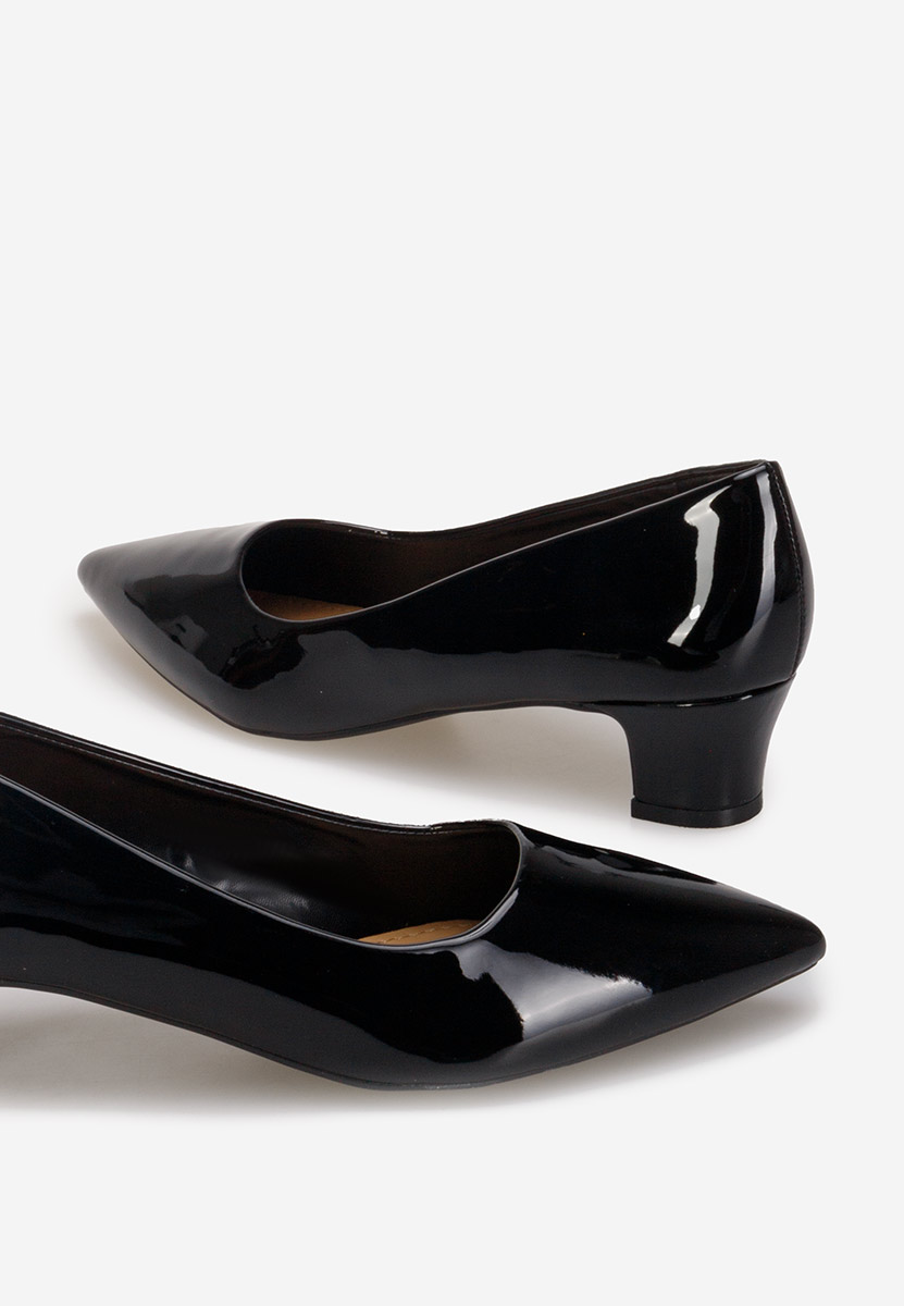 Chaussures vernies à talon épais noirs Ensa