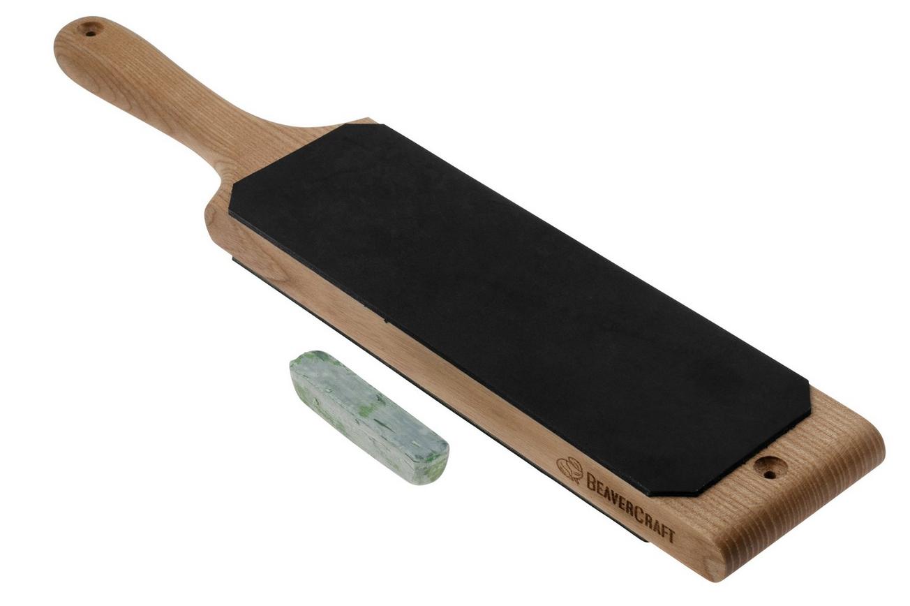 Beavercraft LS1P1 Dual-Sided Leather Paddle Strop with P01 Polishing Compound