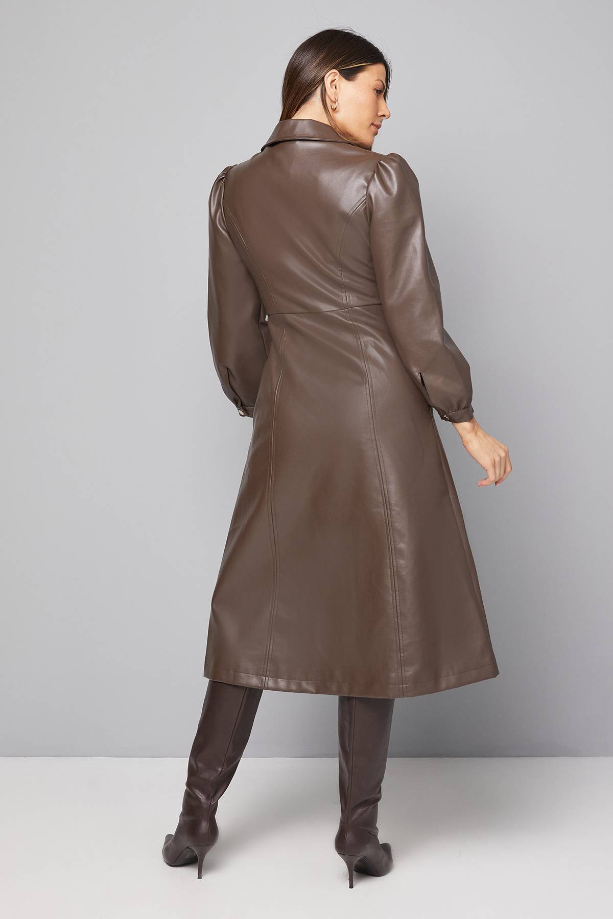 Wallis Robe Midi Ceinturée en synthétiquecuir