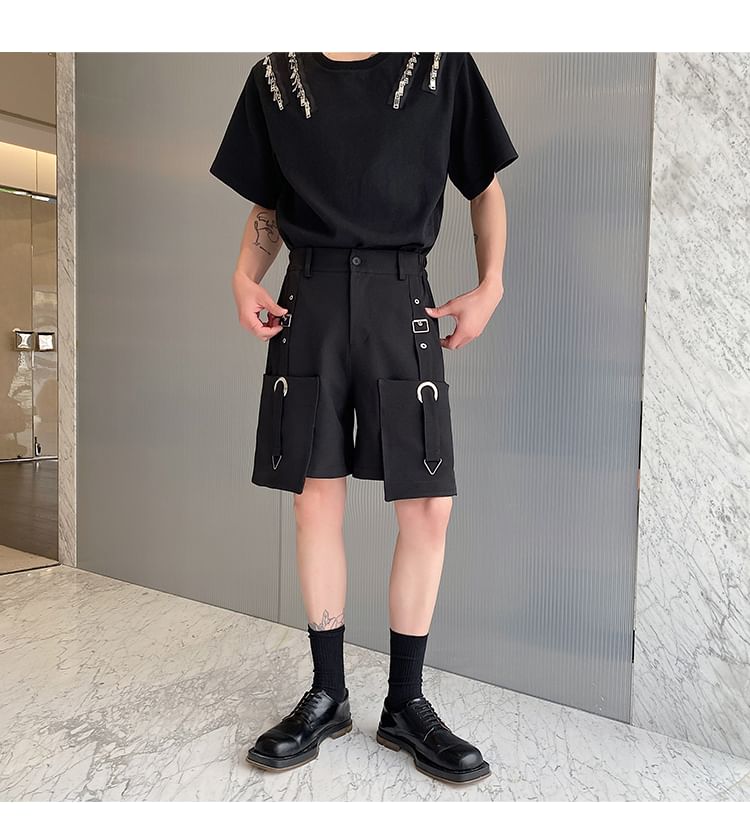 Freehop - Mid Rise Plain Cargo Shorts