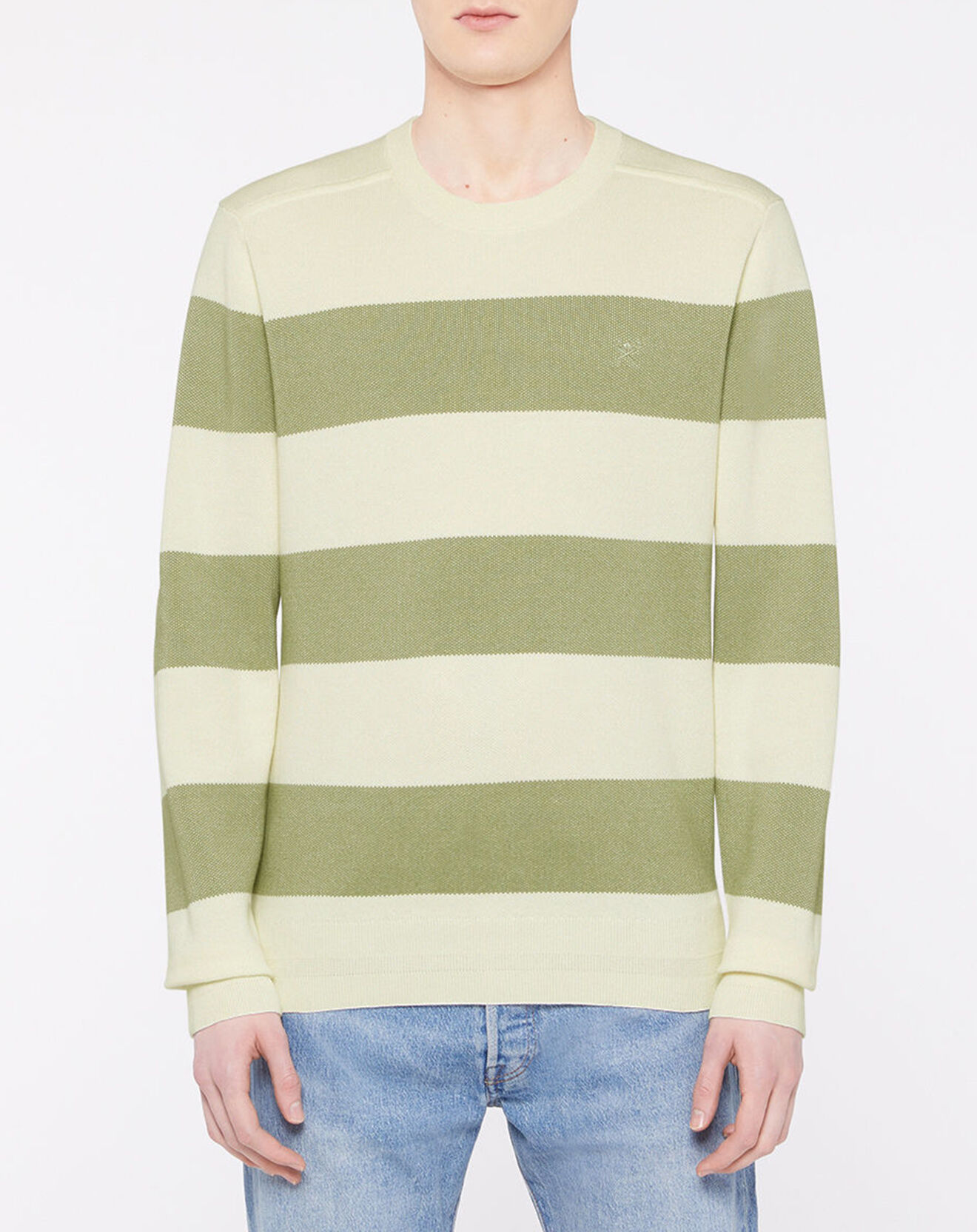 Hackett London Pull Marinière beige/vert