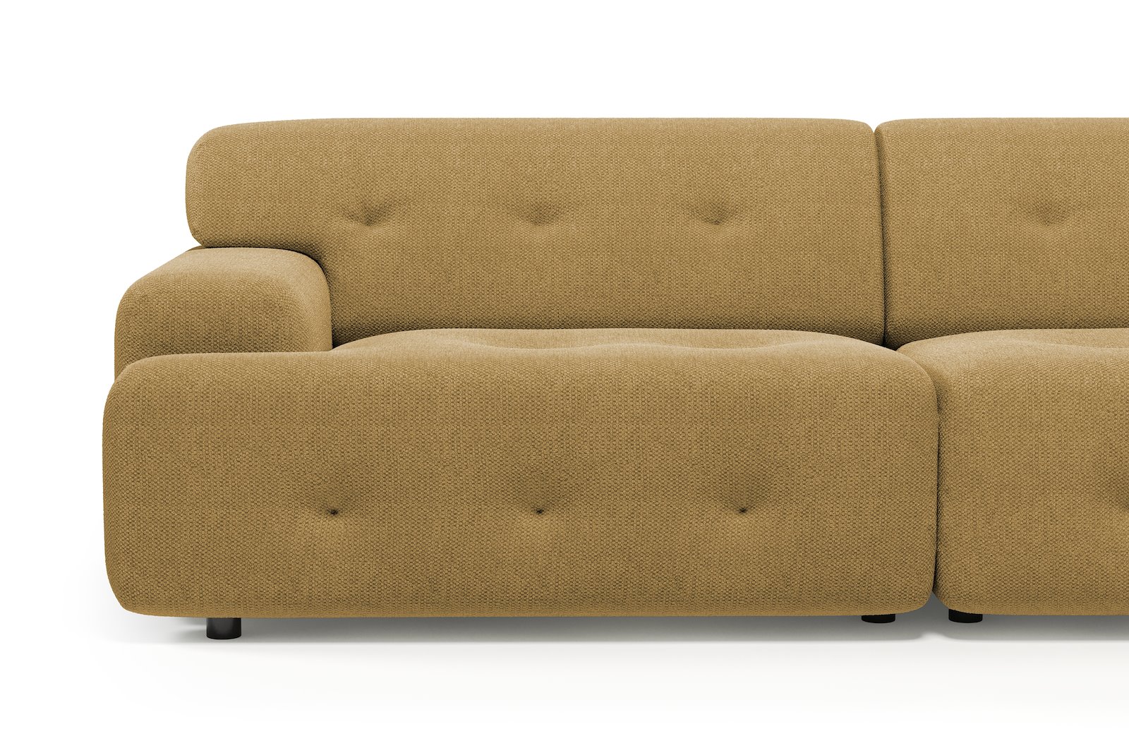 Bob 3-seter Tekstil Mito 170 Mustard med sorte ben.