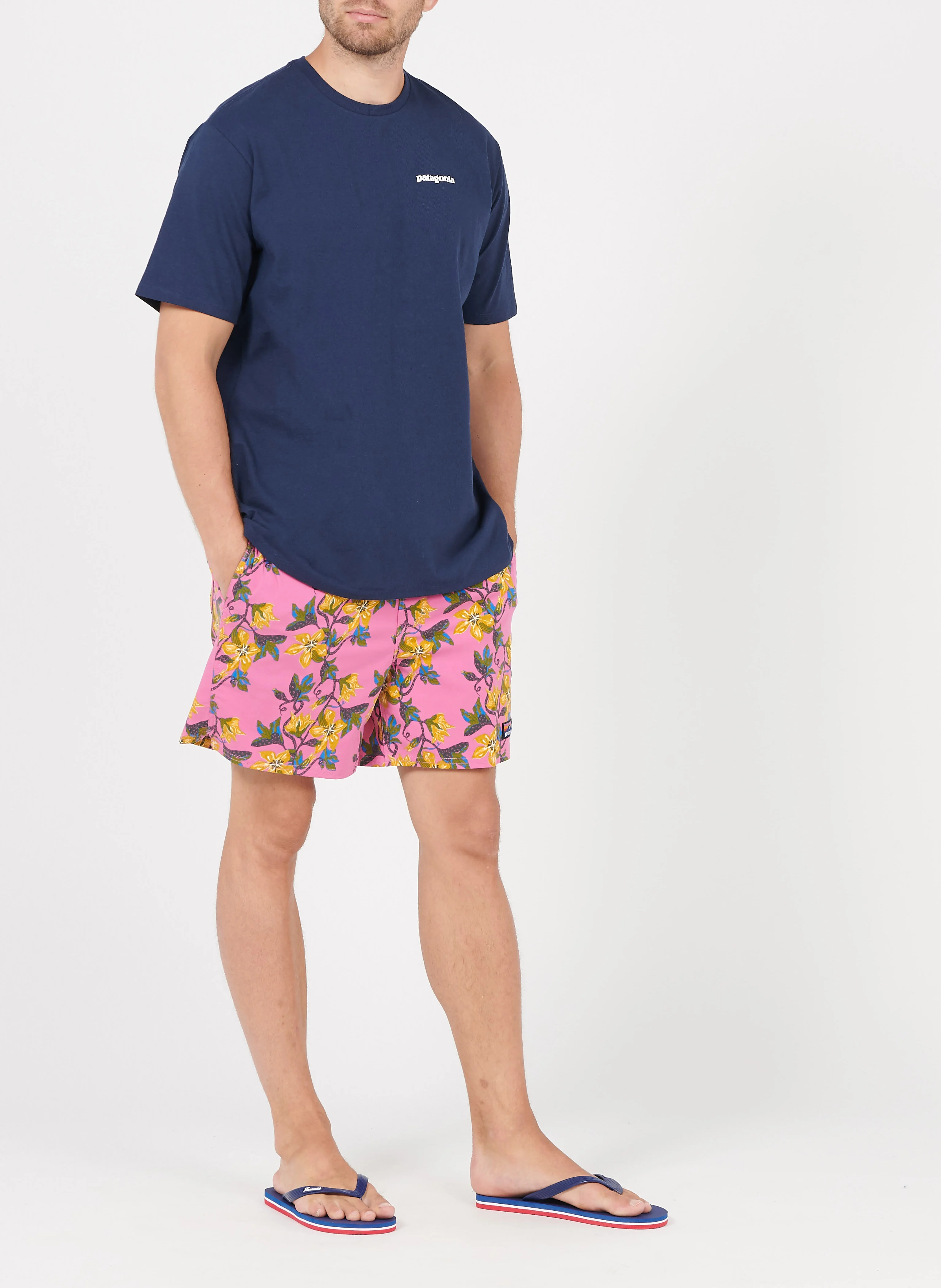 Tee-shirt col rond regular-fit sérigraphié en coton mélangé | Bleu