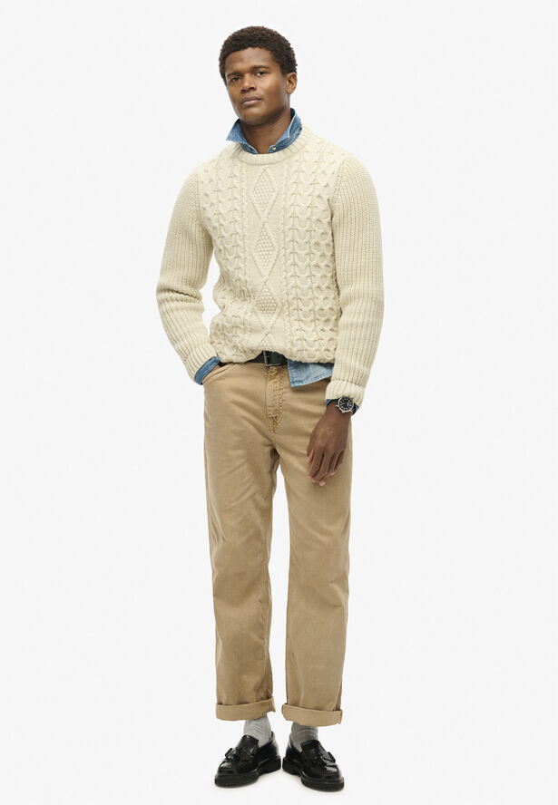 Superdry JACOB CABLE JUMPER Ecru