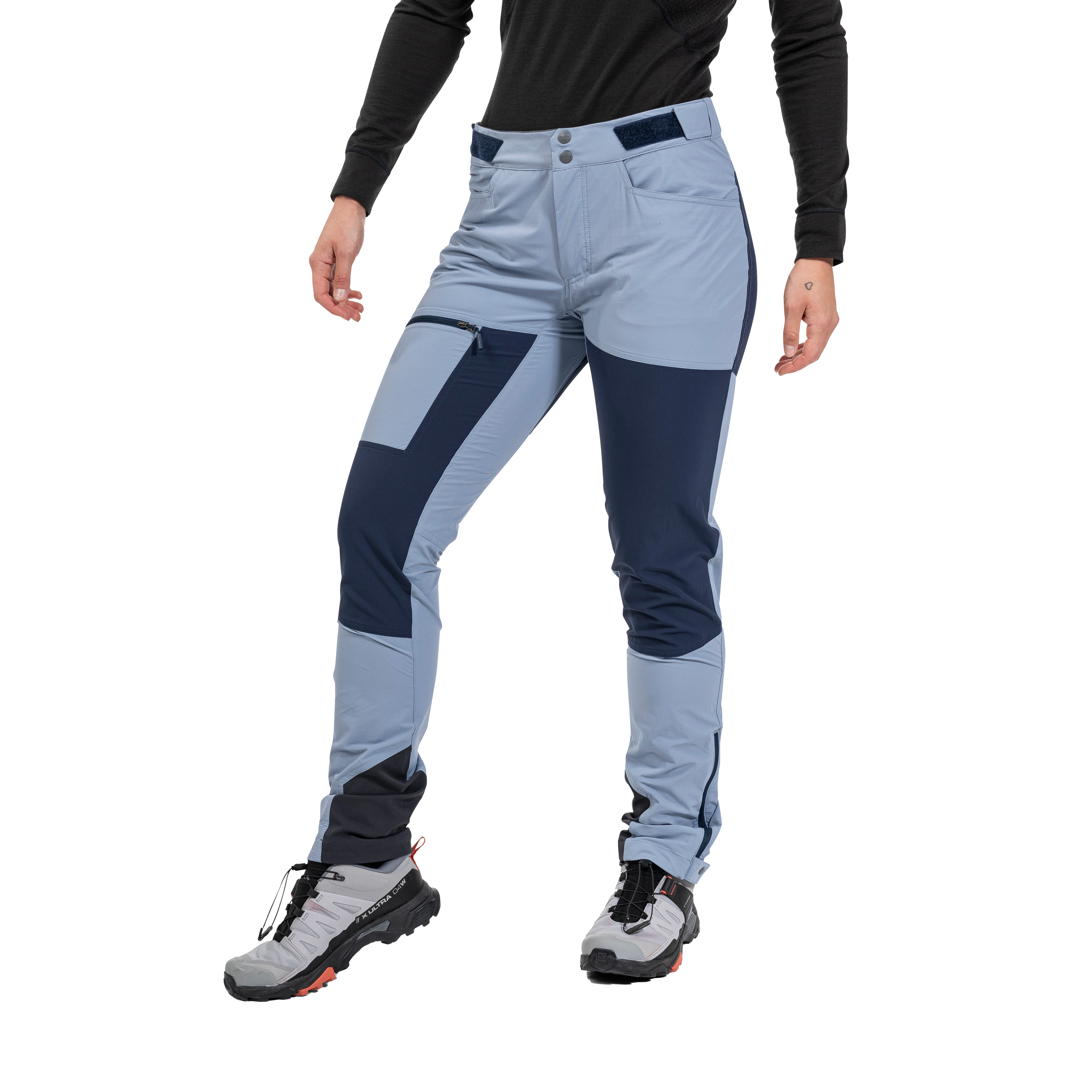 Cecilie Mountain Softshell Pants Misty Sky Blue / Navy Blue
