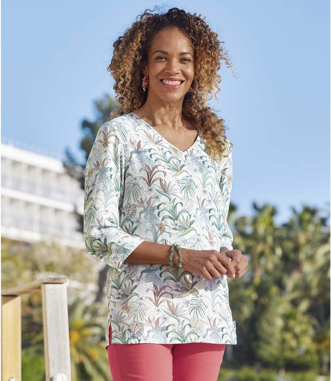 Blouse en Crêpe Imprimé Végétal