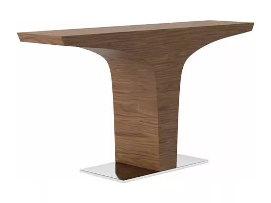 Console design bois noyer et acier chromé Kinta
