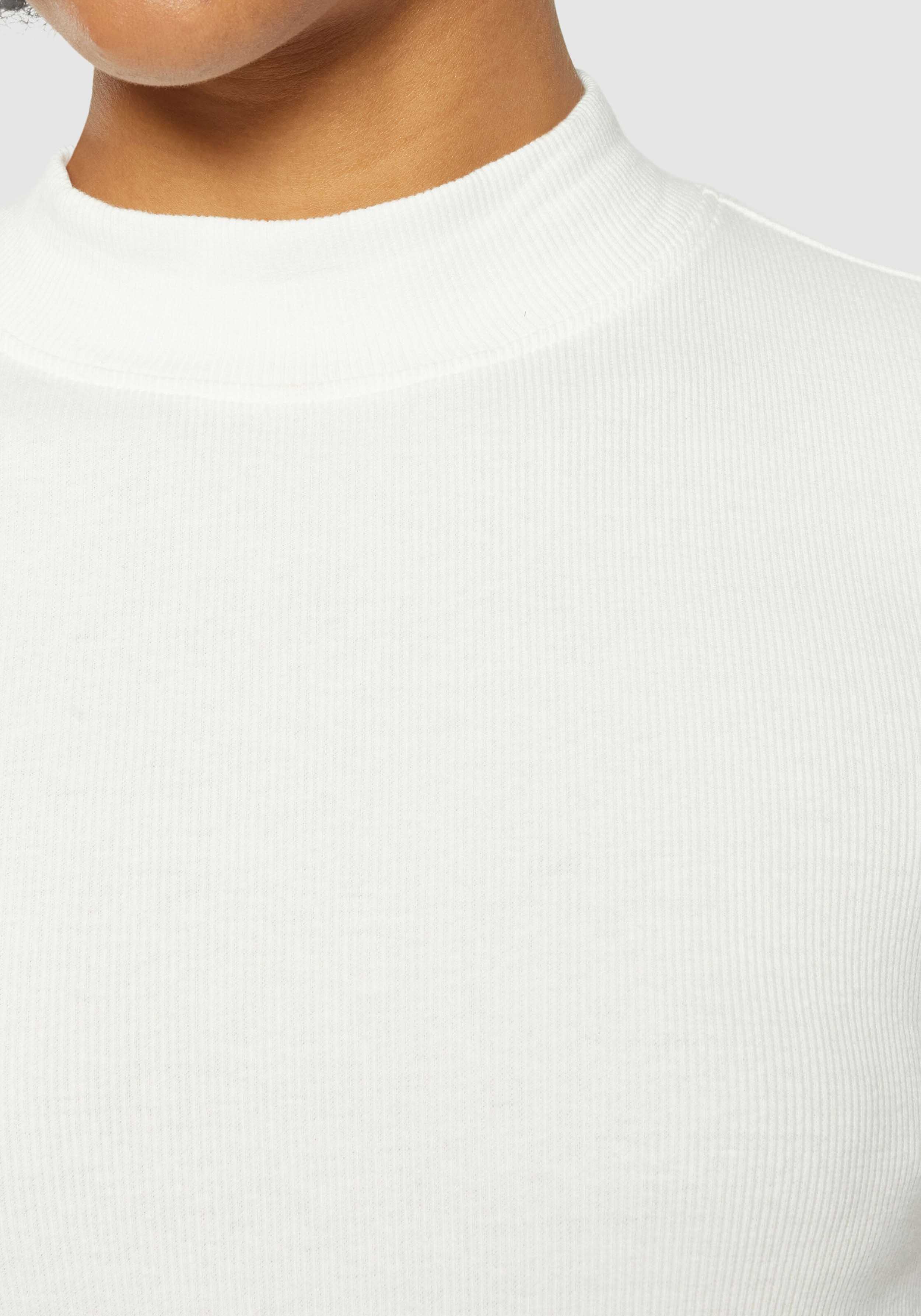 Knowledge Cotton Apparel Longsleeve Rib High Neck Star White