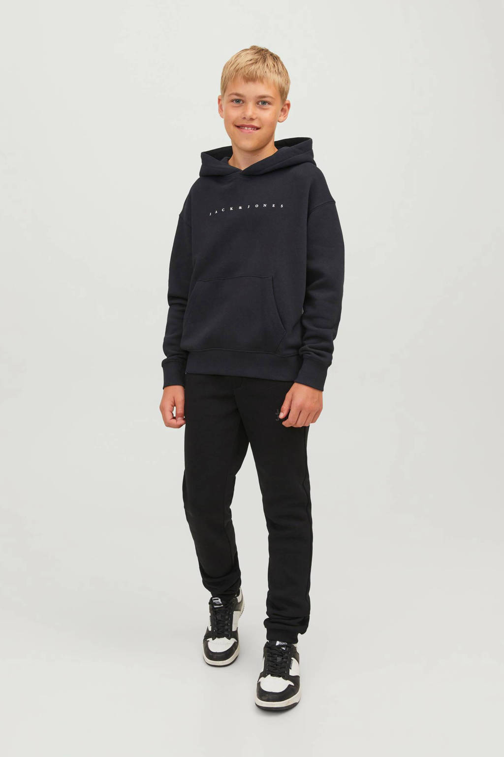 JACK & JONES hoodie JJESTAR met logo zwart