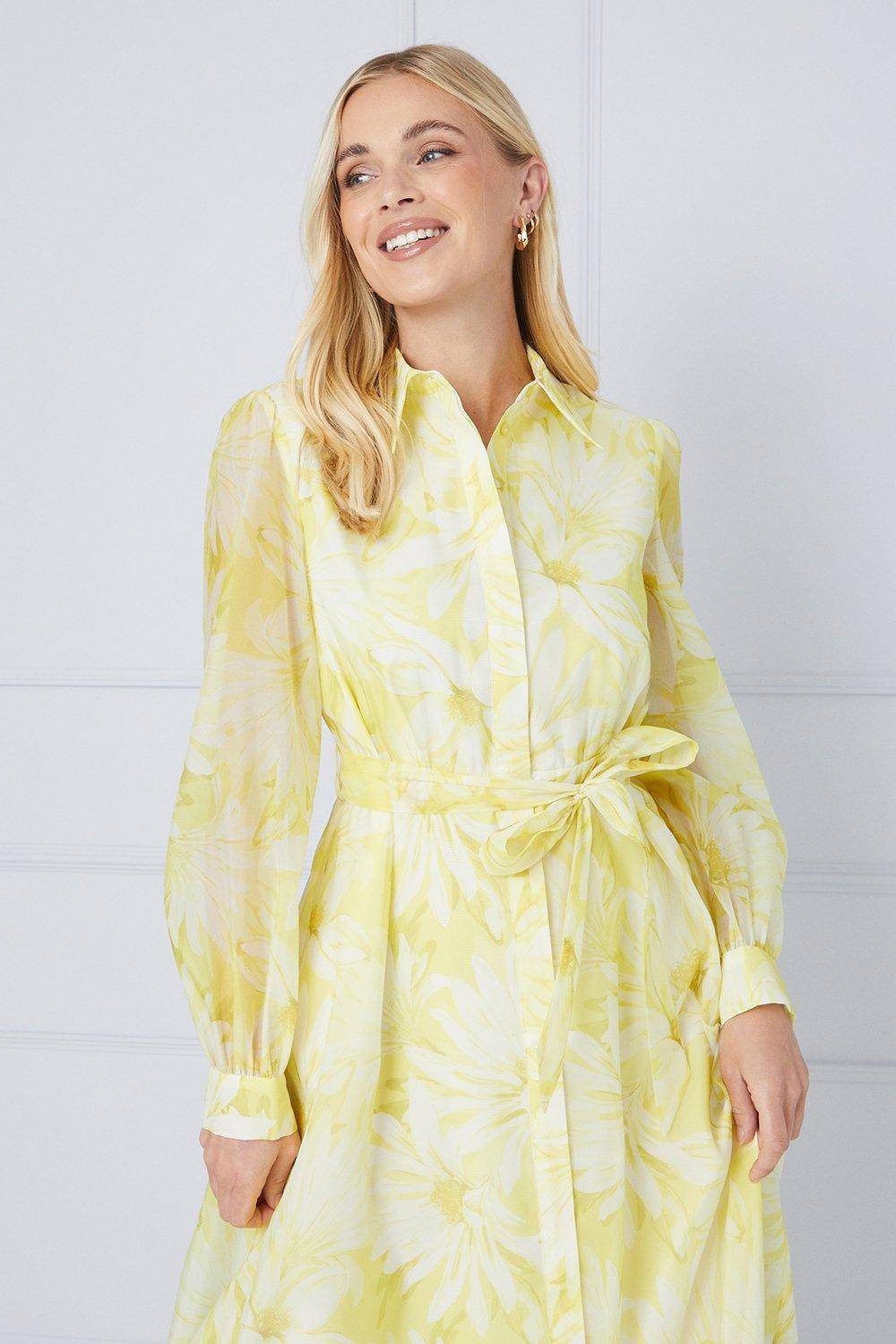 Wallis Robe Midi Chemisier à Fleurs en Organza Petite