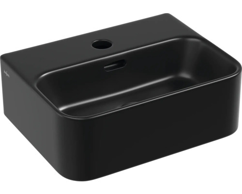 Jungborn THREE wastafel, 39 x 30 cm, matzwart, inclusief keramische afvoerplug