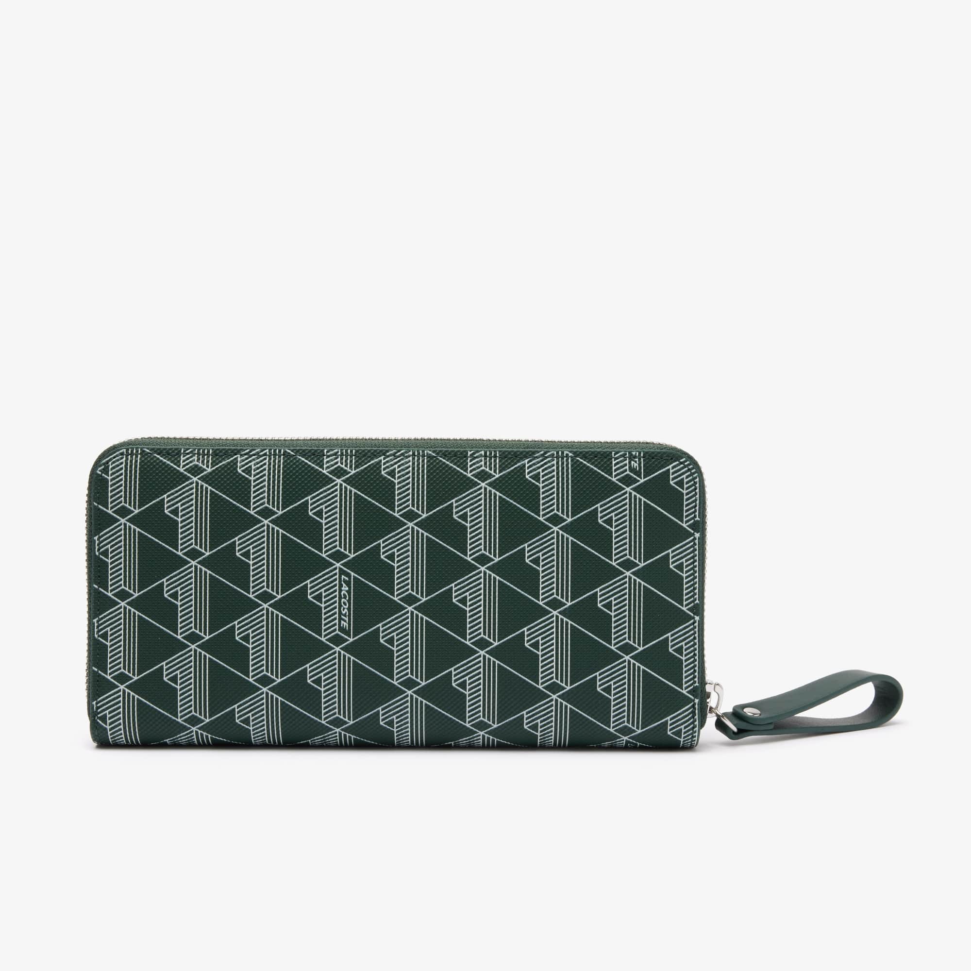 Portefeuille zippé femme Lacoste imprimé monogramme Portefeuilles & Petite Maroquinerie - Vert - Lacoste - Femme