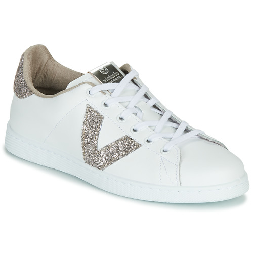 Victoria - TENIS PIEL GLITTER - Blanc / Rose