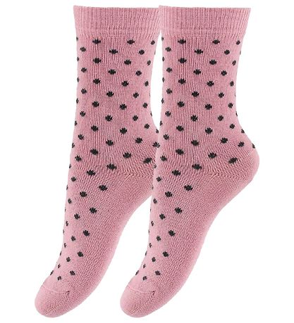 Fuzzies Socken - 2er-Pack - Gl. Rosa m. Anthrazitgrau Punkte