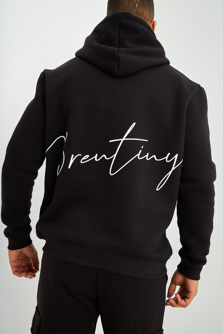 Sweat à capuche noir inscription Brentiny