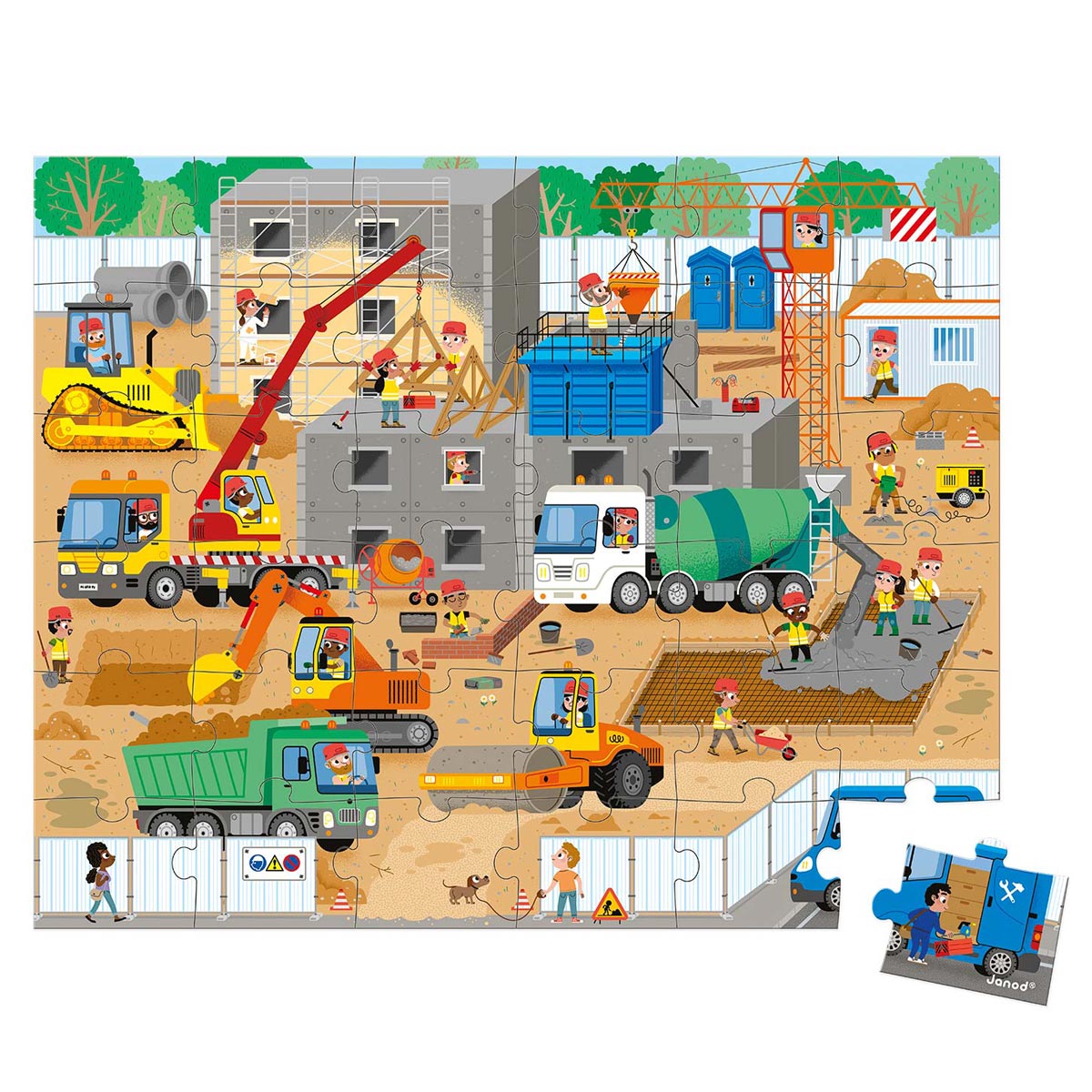 Janod Puzzel - Op de Bouwplaats, 36st.