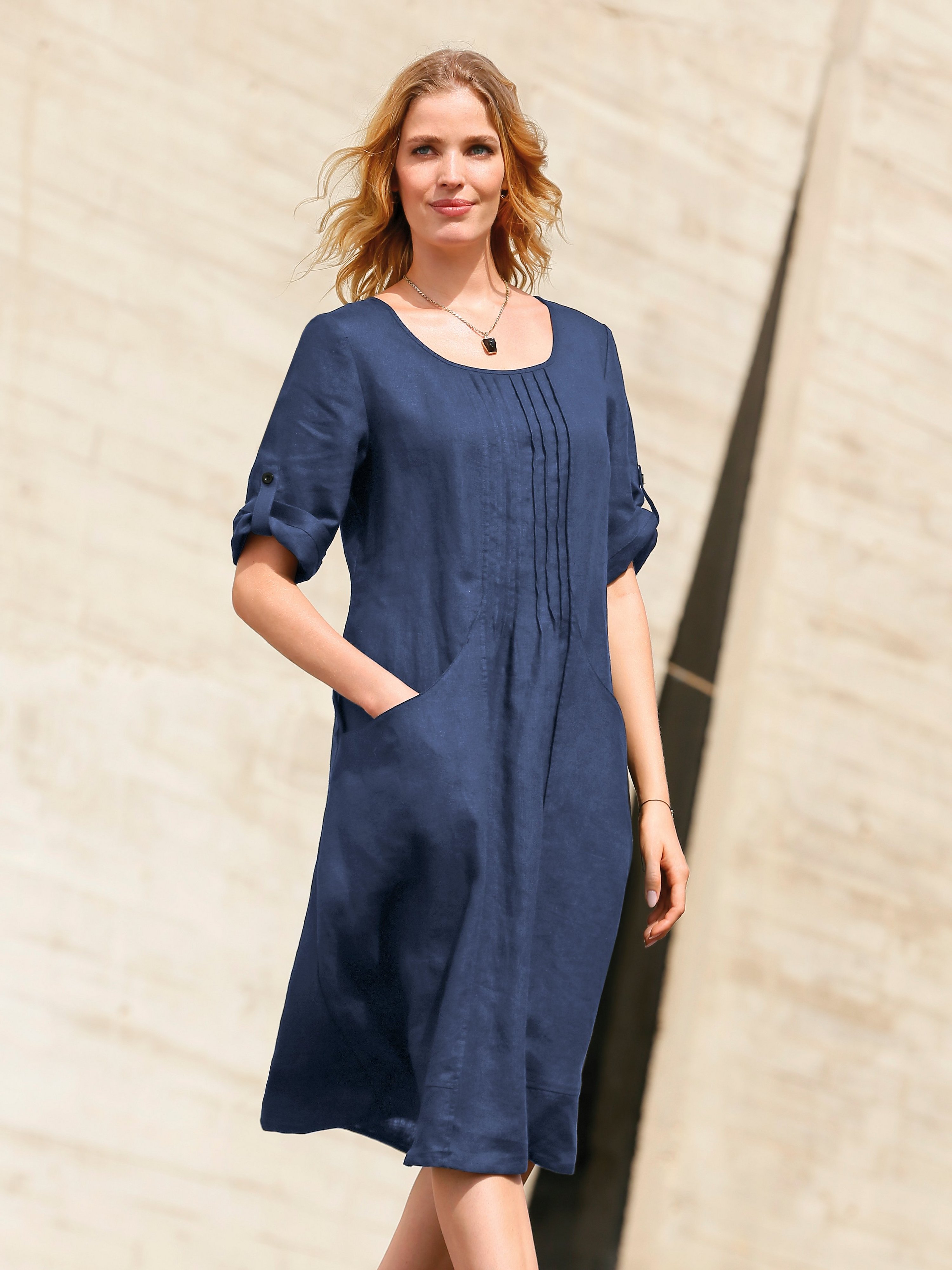 Kleid aus 100% Leinen mit 3/4-Arm