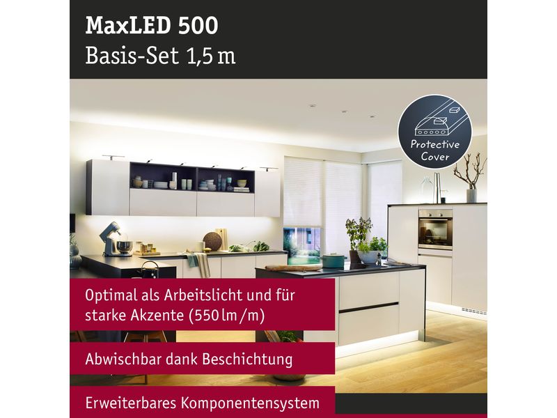 Paulmann LED-Stripe MaxLED 500 2700 K, 1.5 m Basisset Beschichteter LED-Streifen, kürzbar