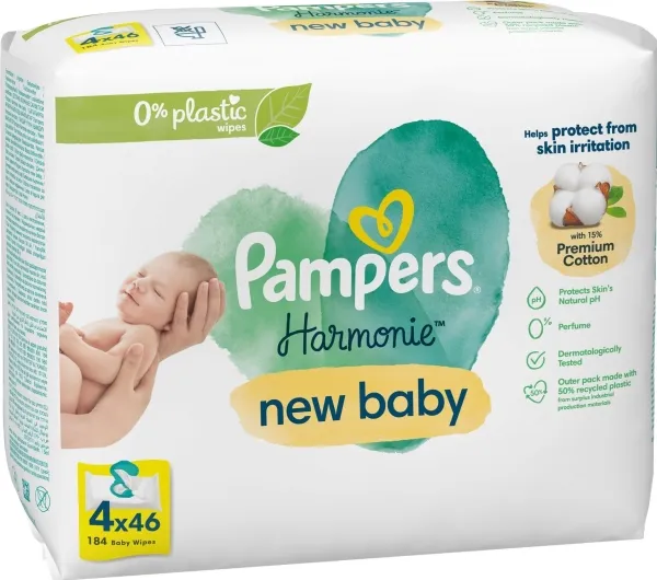 Pampers Delicate Care New Baby vådservietter 4 x 46 stk.