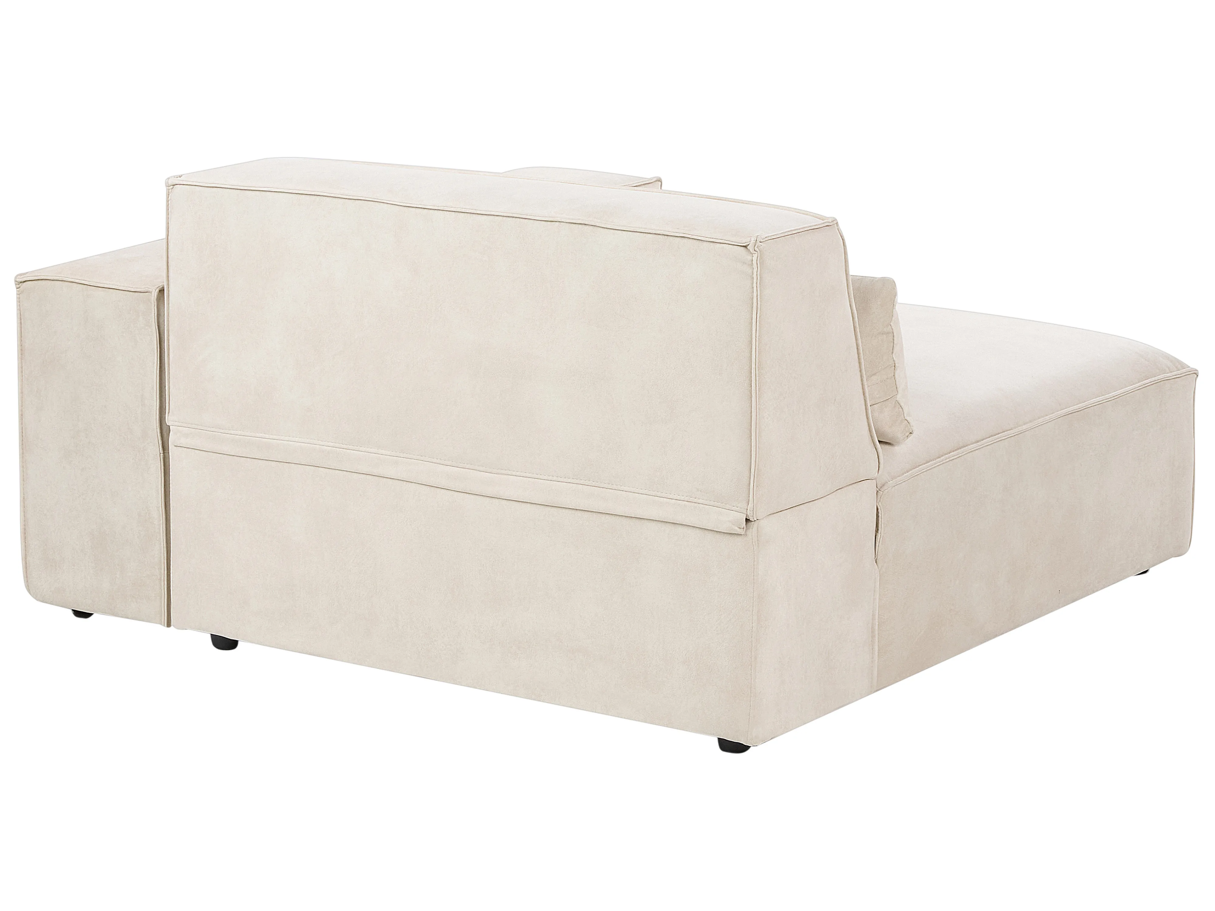 Modulaire hoekbank 2-zits HELLNAR Fluweel Lichtbeige met ottomaan rechtszijdig
