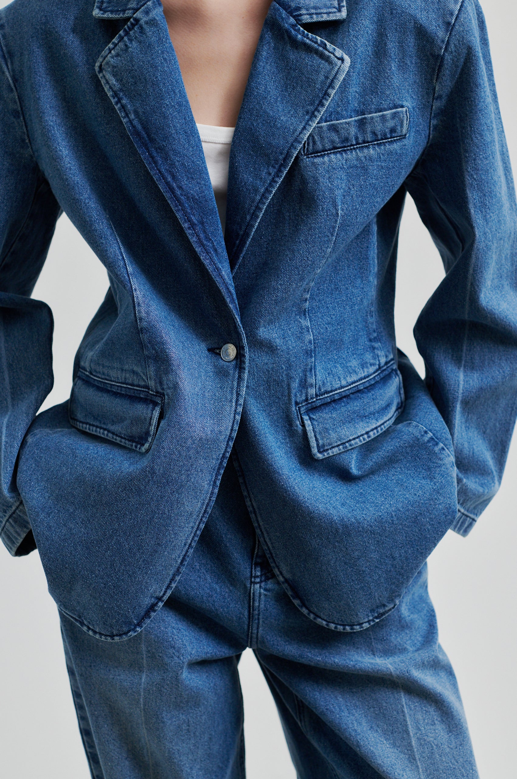 Second Female  Everly Denim blazer - blå