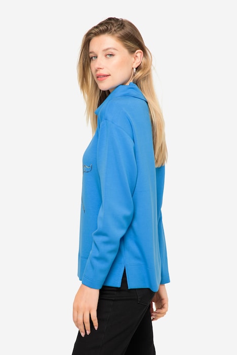 Sweatshirt, Wal-Print, Rollkragen, Langarm