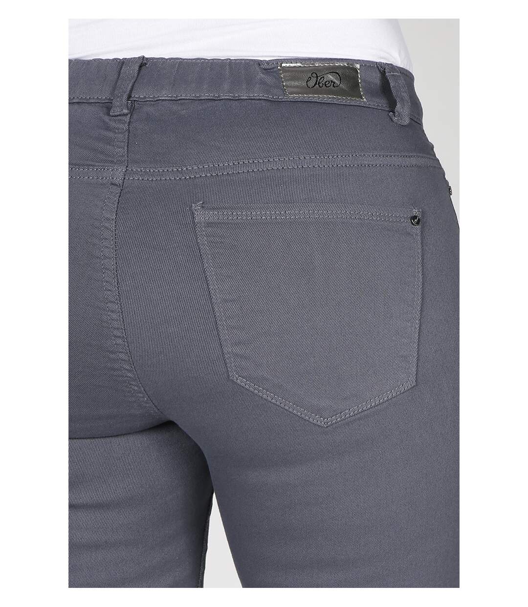 Jeans coupe droite taille haute stretch KAKI