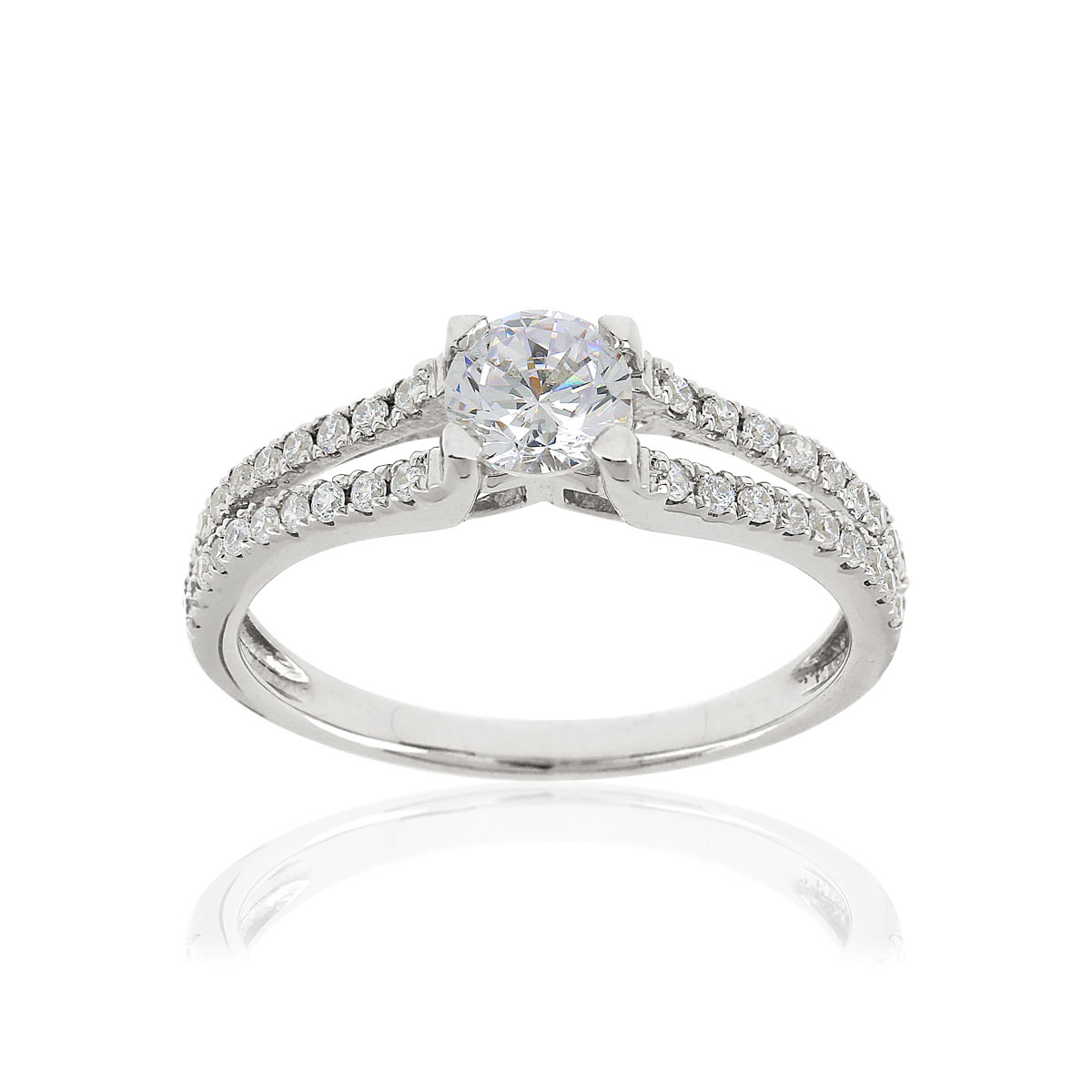 Bague or 375 blanc zirconias