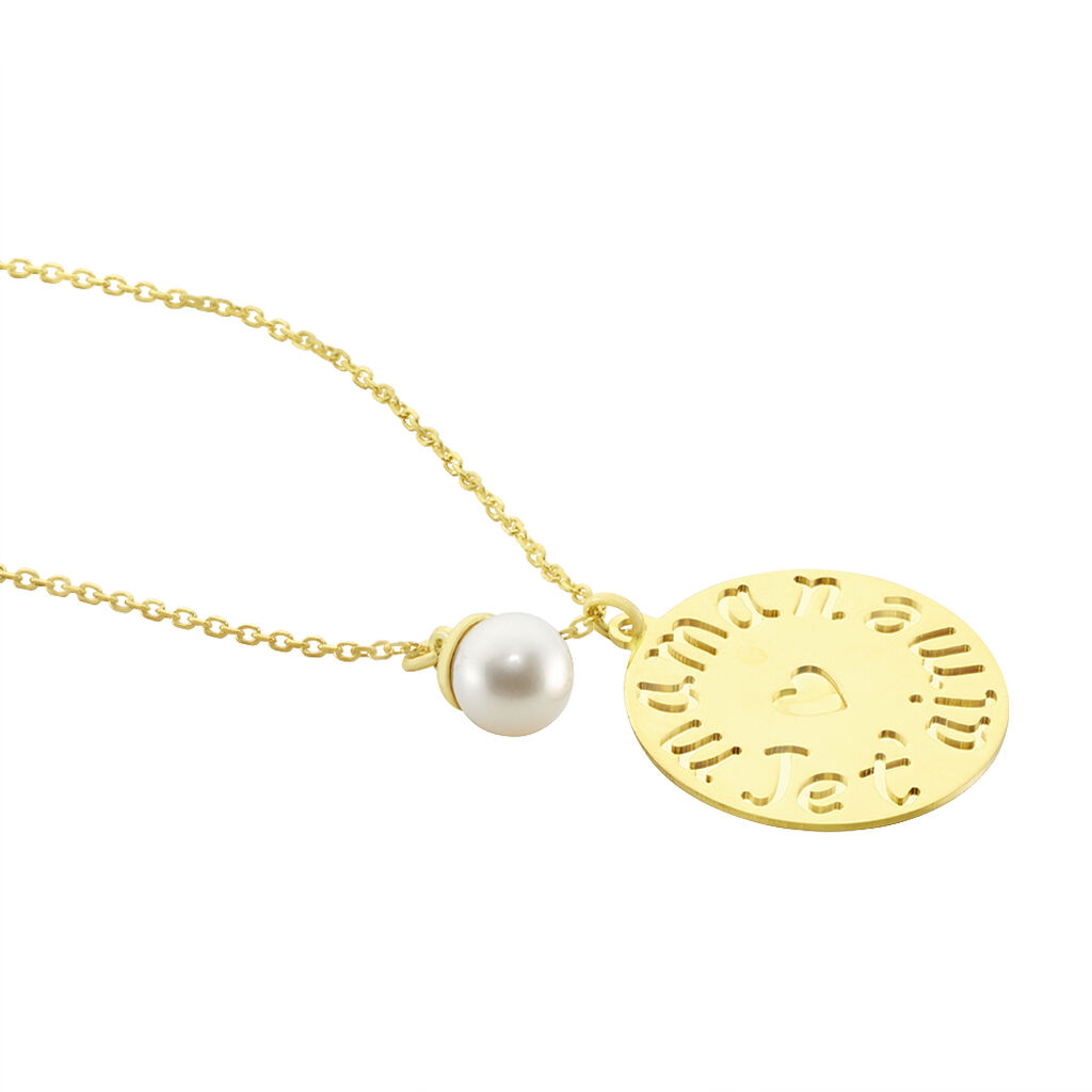 Collier May Or Jaune Perle De Culture