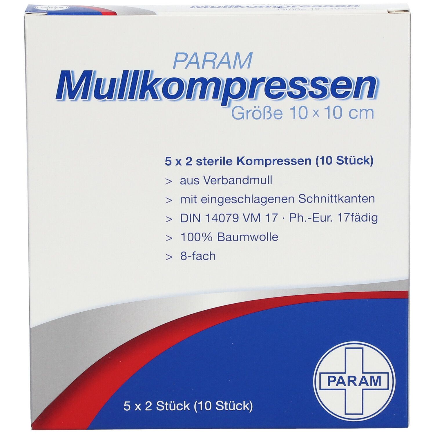 PARAM Mullkompressen 10 cm x 10 cm steril 8-fach