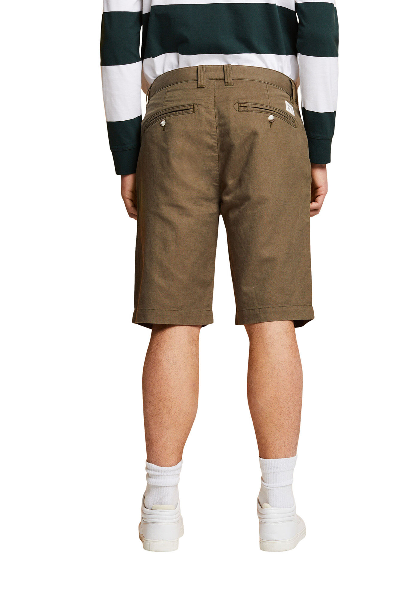 Bermuda lisa regular fit con lino - Marrón